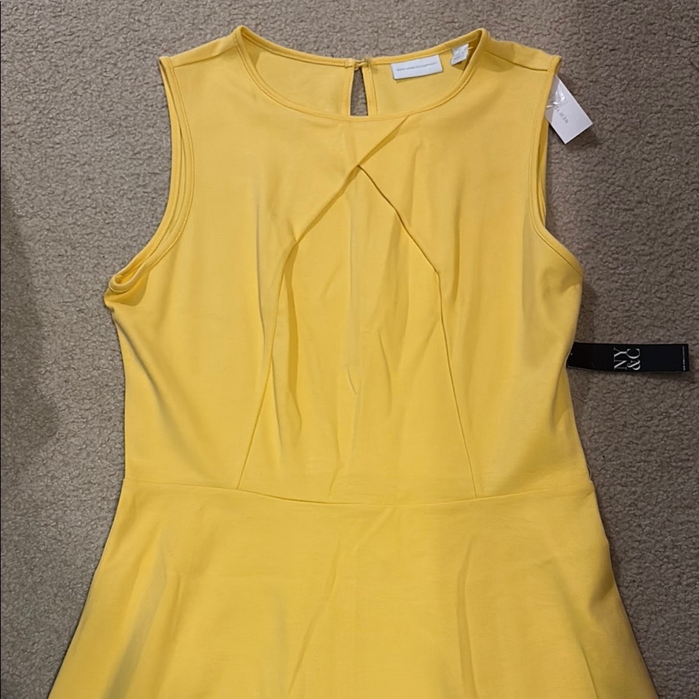 New York & Company Yellow A-Line Mini Dress